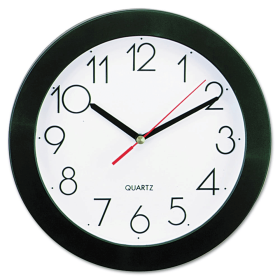 Universal UNV10421 9.75 in. Bold Font Round Wall Clock - Black