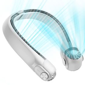 Portable Neck Fan Hands-free Cooling Neck Fan with 3 Speeds 360ºAir Flow Adjustable Neck Width for Home Office Travel Dormitory (Color: White)